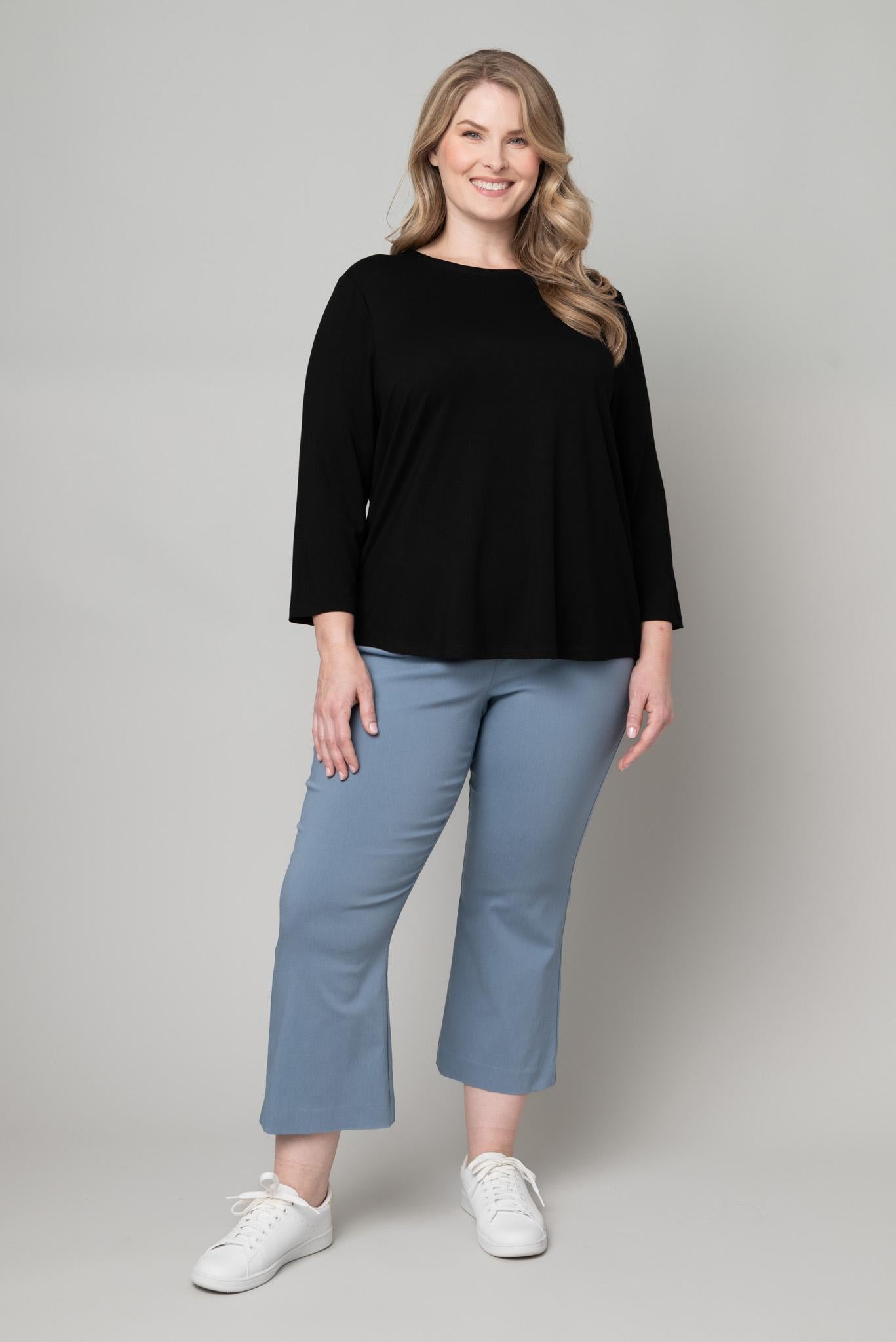 Juliana Crepe 3/4 Sleeve Hi-Lo Tee