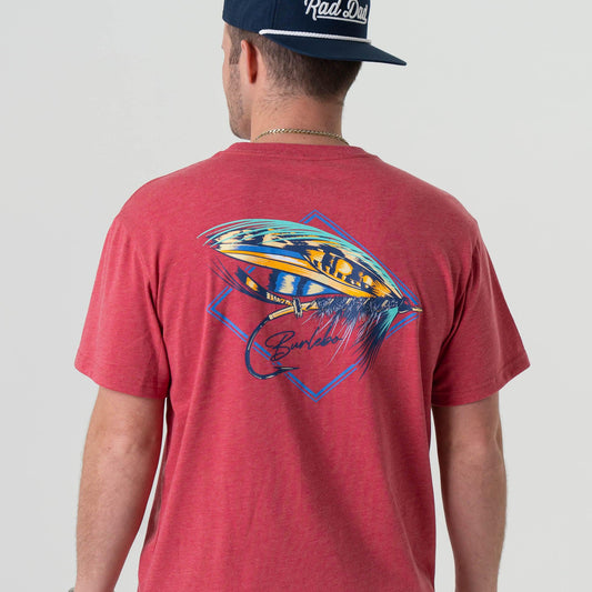 BURLEBO Shortsleeve Big Fly Tshirt in Heather Crimson