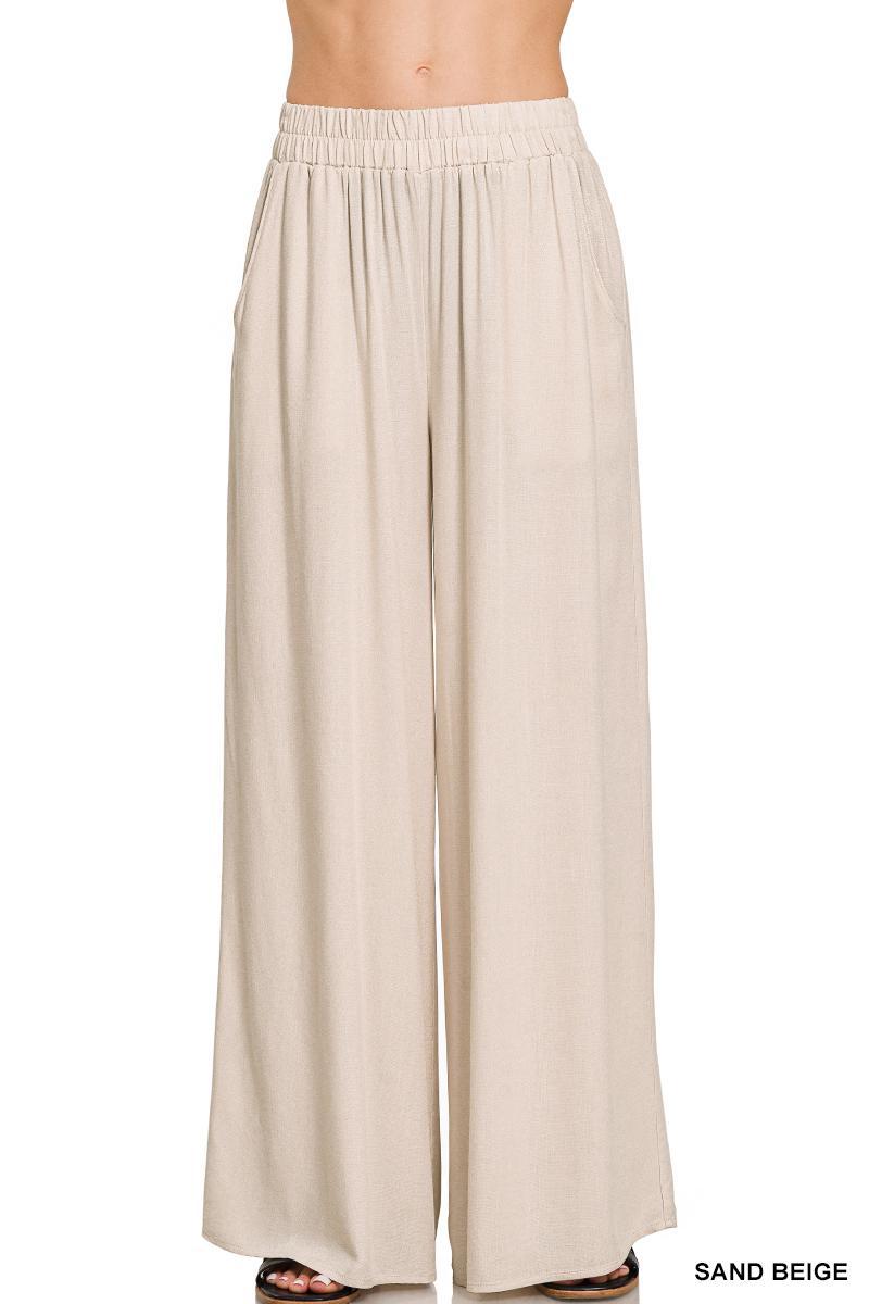 ZENANA QP-7265Y Elastic Band Woven Pants with Pocket