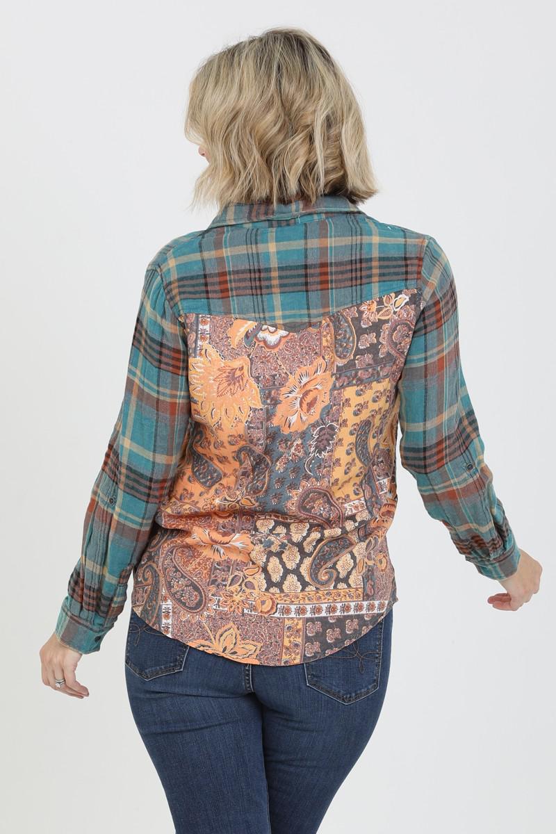 Plaid Flannel w/ Paisley Print Back