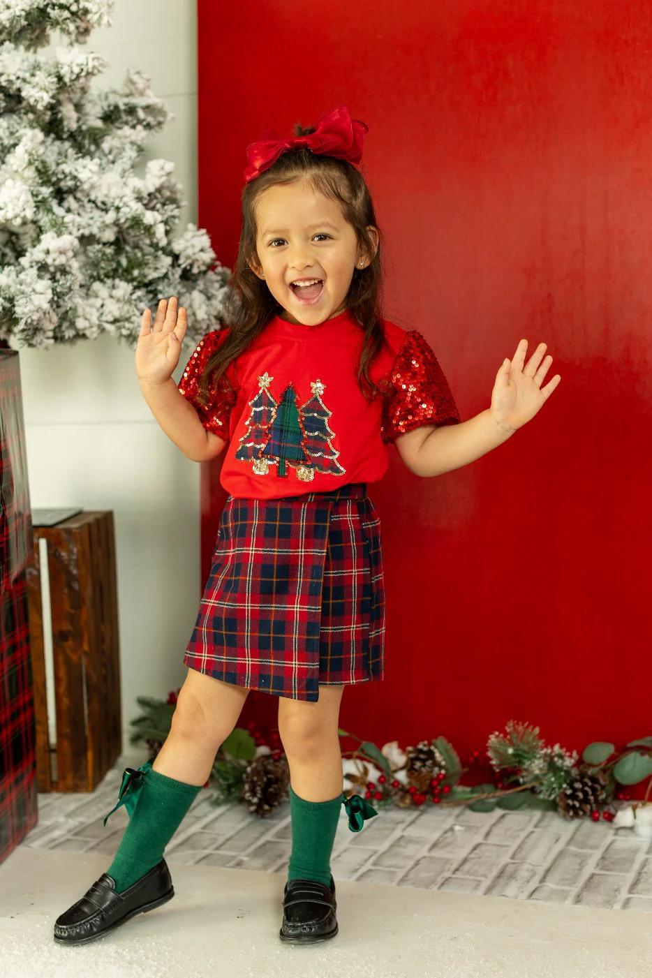 G & E Kids Festive Forest Top - Red