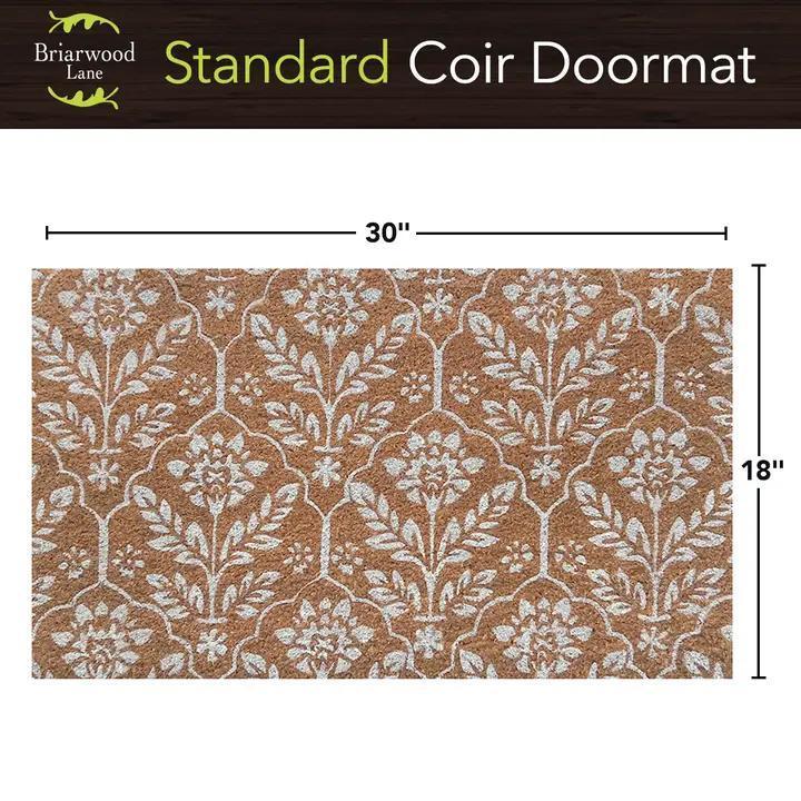 Elegant Floral Pattern Coir Doormat 18 x 30