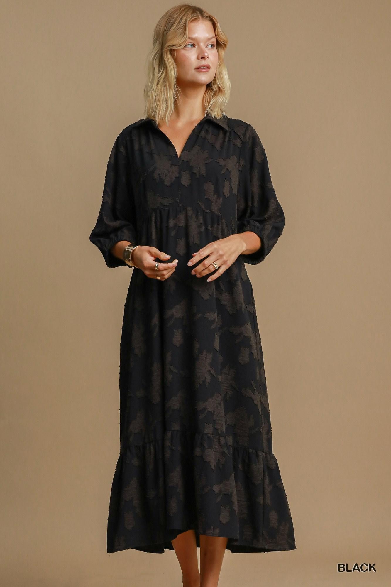 UMGEE Floral Burnout Midi Dress