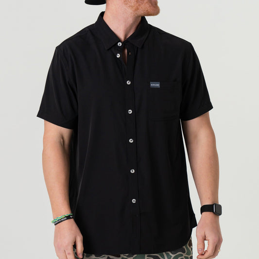BURLEBO - PERFORMANCE BUTTON UP - HEATHER BLACK