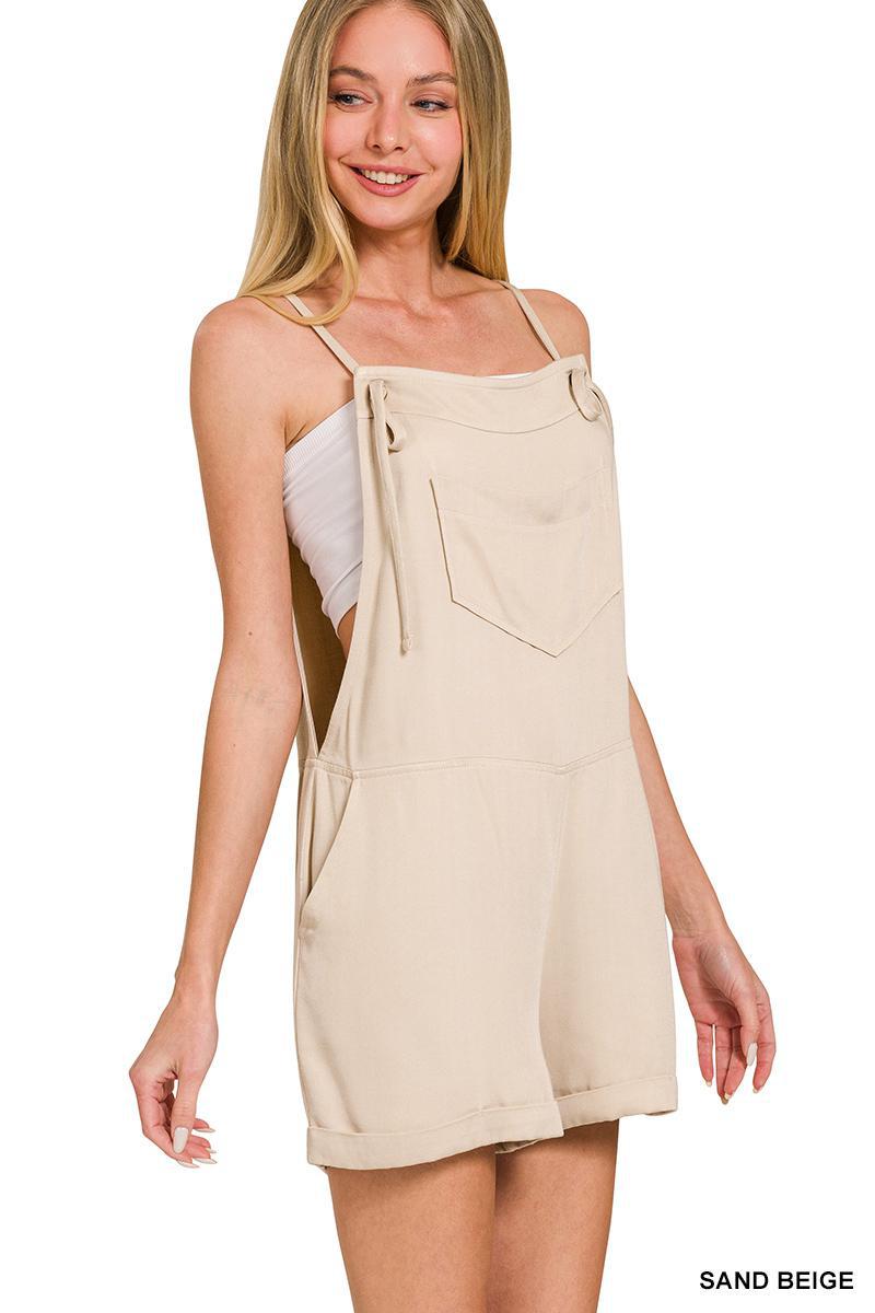 ZENANA DP-1449Y RAYON WOVEN ROMPER WITH TIE KNOT STRAP
