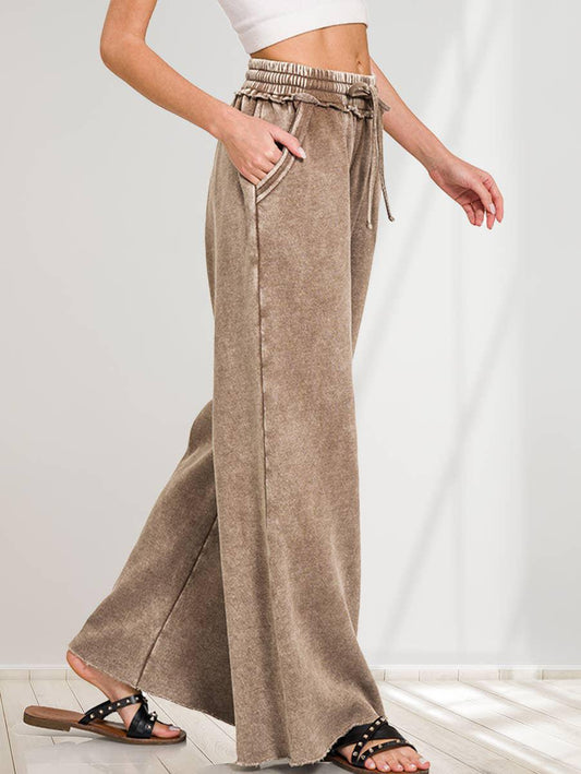 Zenana Fleece Palazzo Sweatpants W/ Pockets