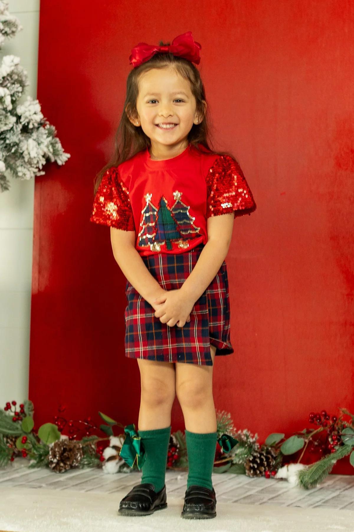 G & E Kids Festive Forest Top - Red