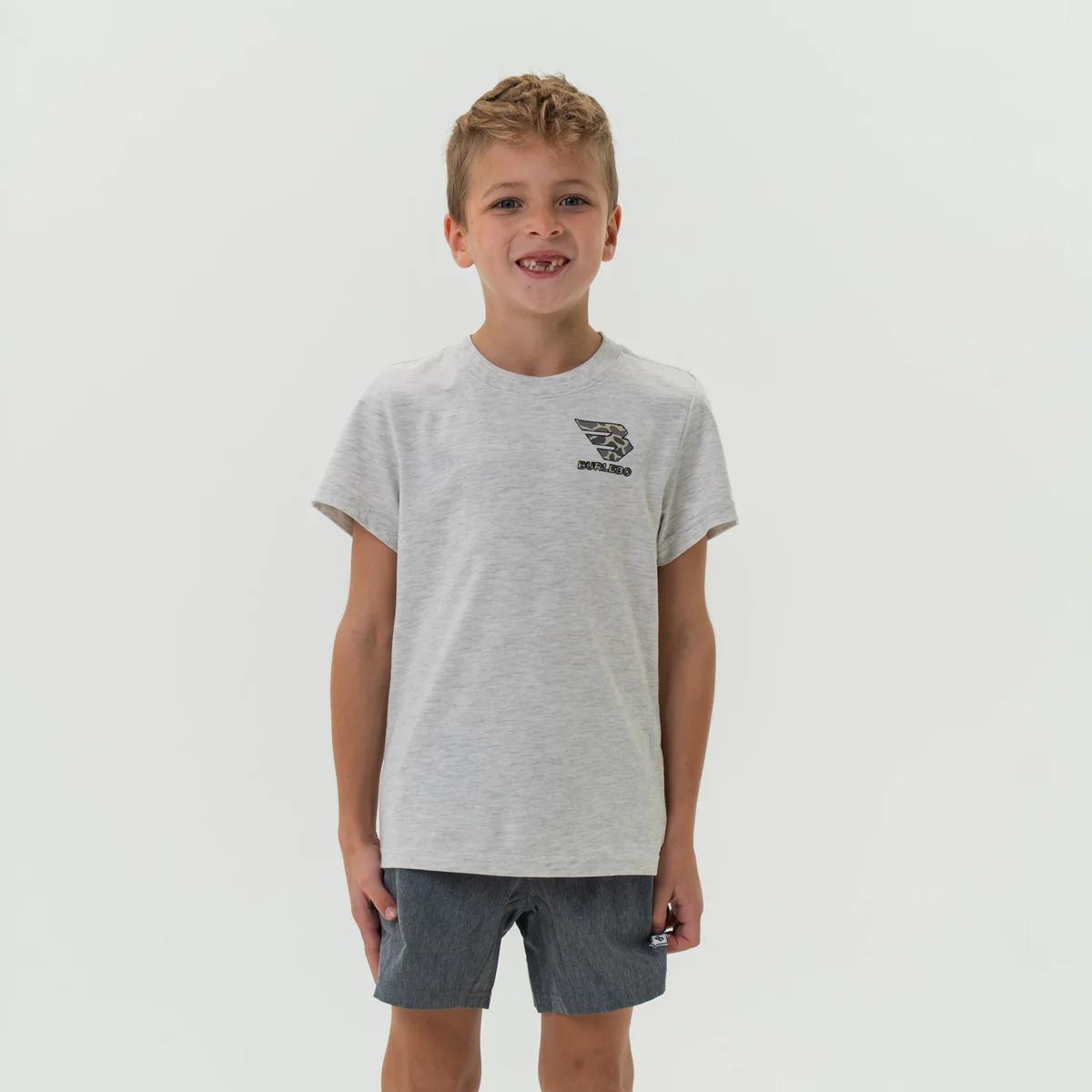 Burlebo - Youth Tee - Flying B Logo - Heather Ash Grey