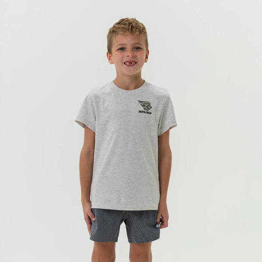 Burlebo - Youth Tee - Flying B Logo - Heather Ash Grey