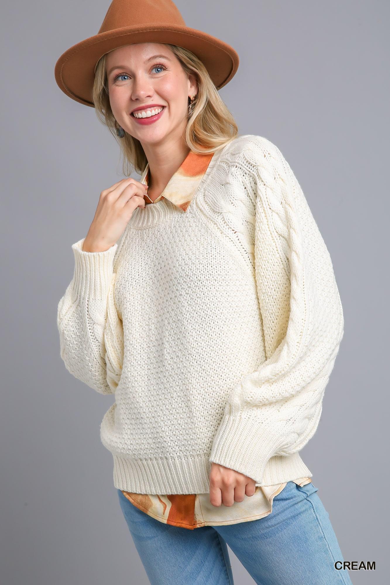 Chenille Cable Knit Pullover Sweater