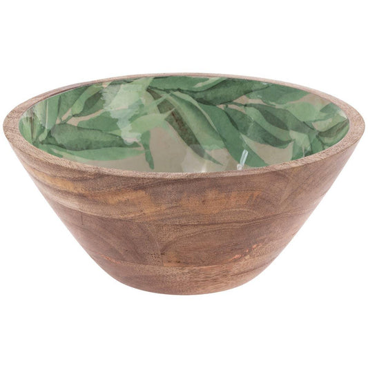 10" Dia Leaf & Stem Mango Wood Bowl