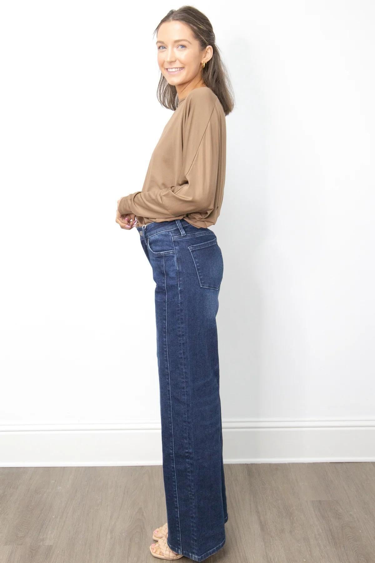 G&E Wide Leg Jeans, Dark Wash