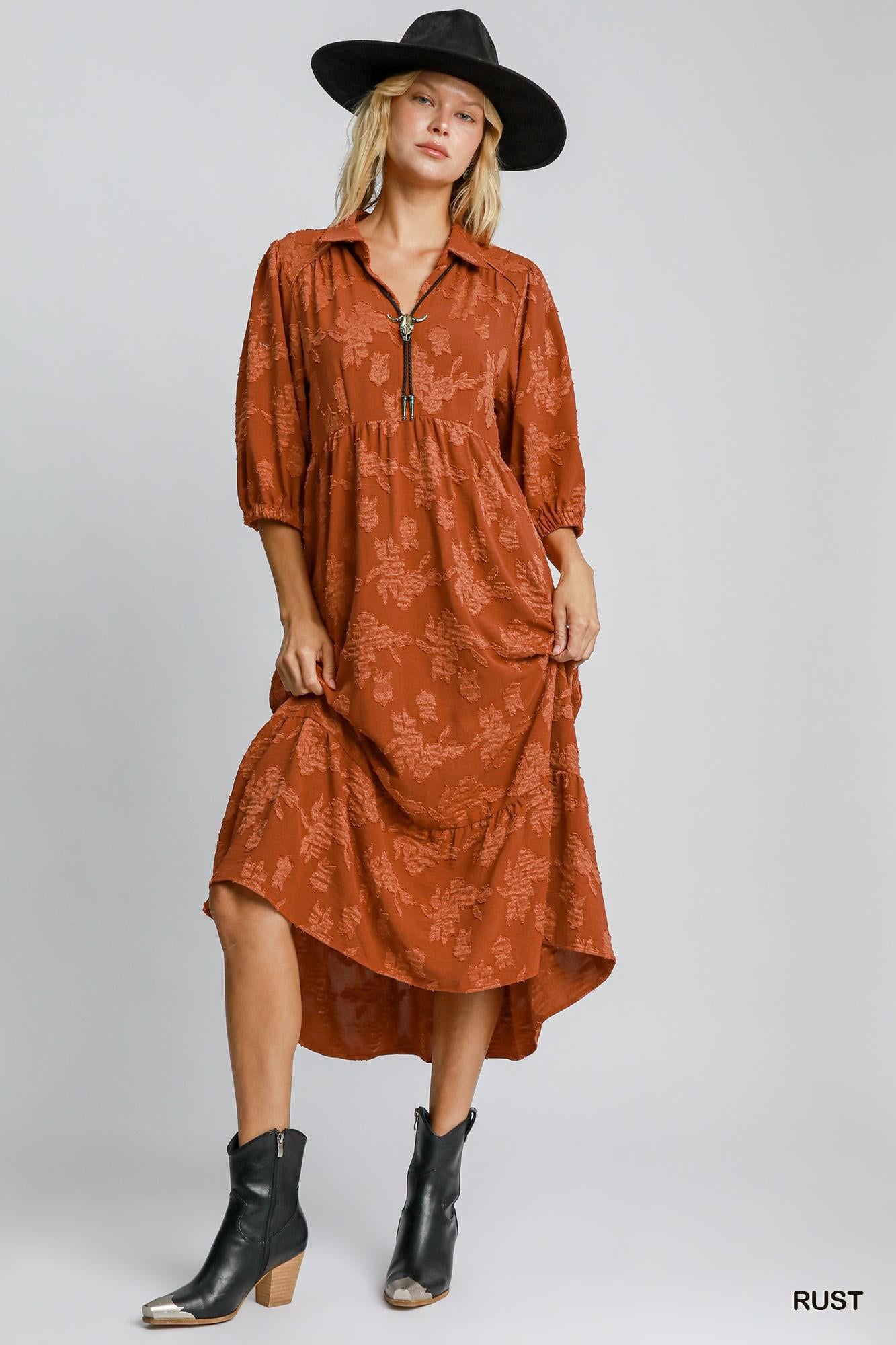 UMGEE Floral Burnout Midi Dress