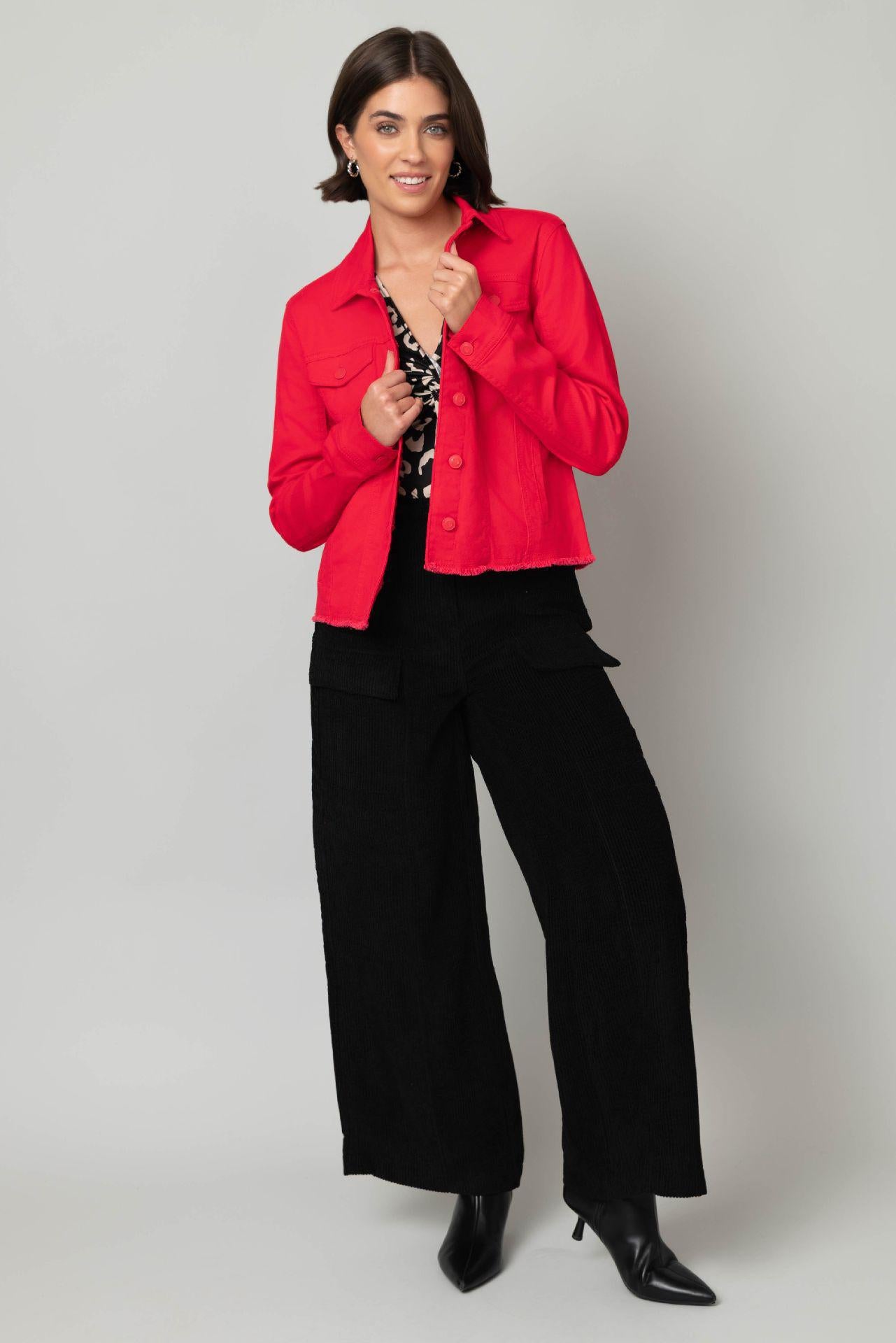 Corduroy Wide Leg Pant w/ Elastic Back Waistband