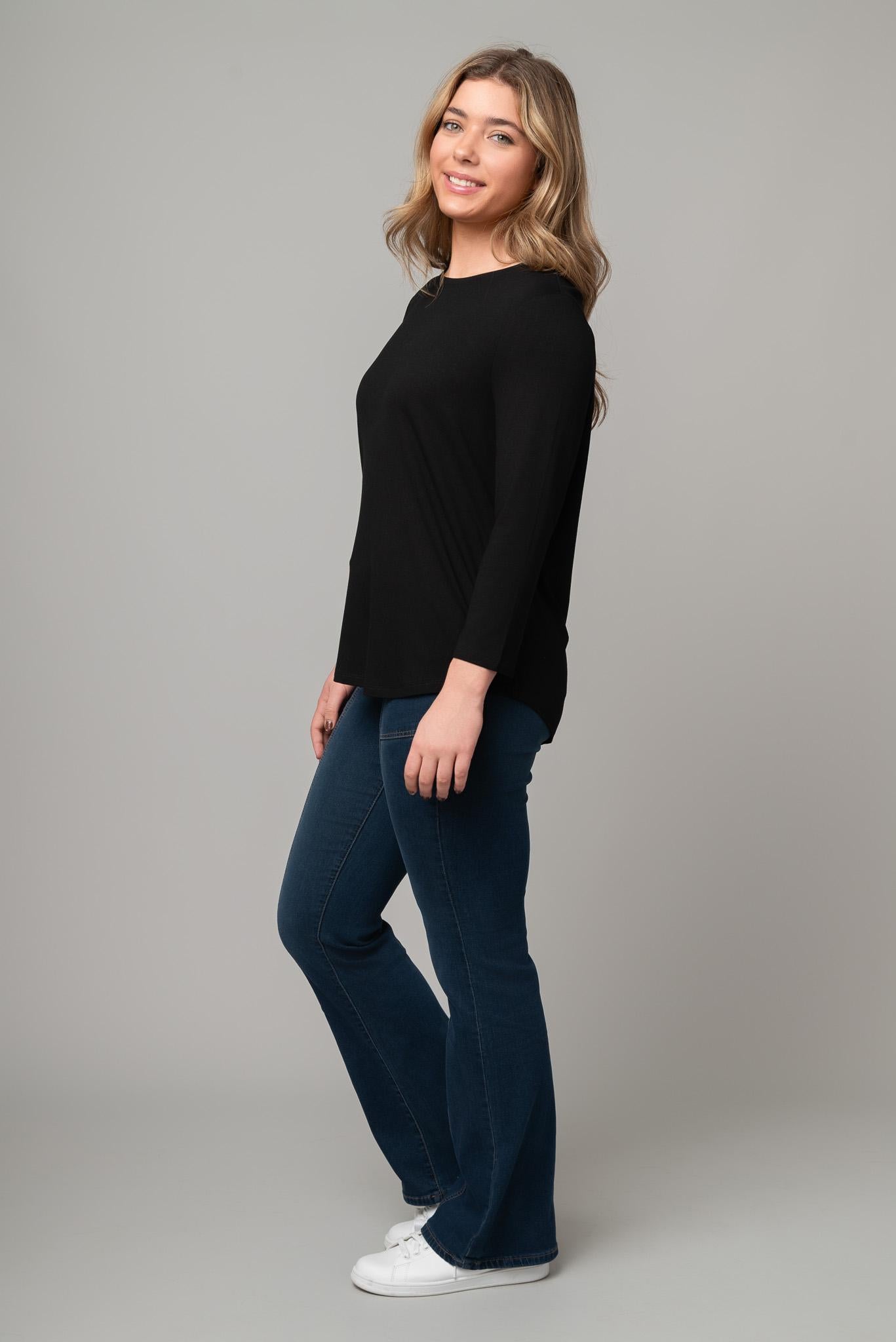 Juliana Crepe 3/4 Sleeve Hi-Lo Tee