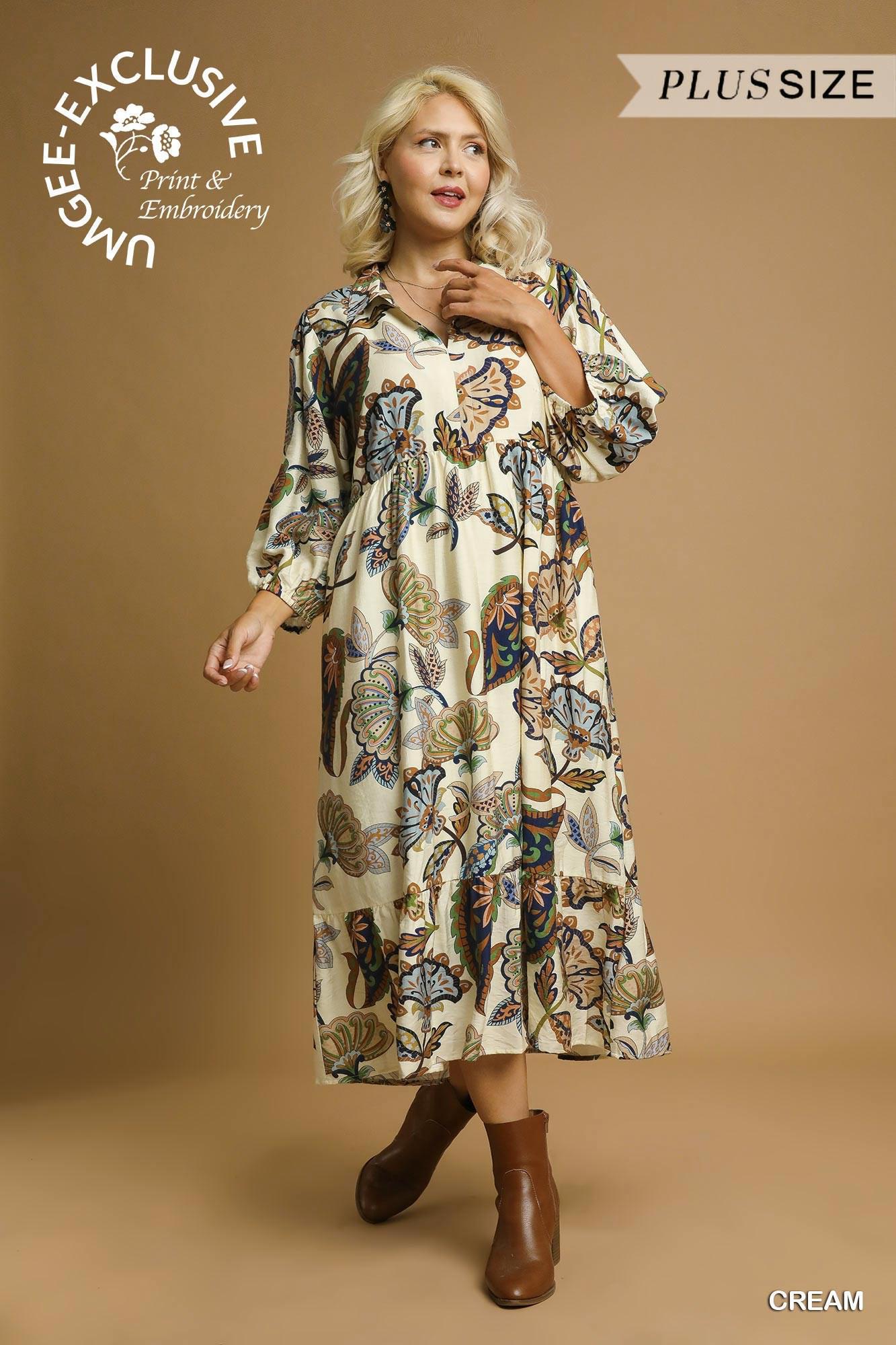 Boho Paisley Tiered Midi Dress - Umgee