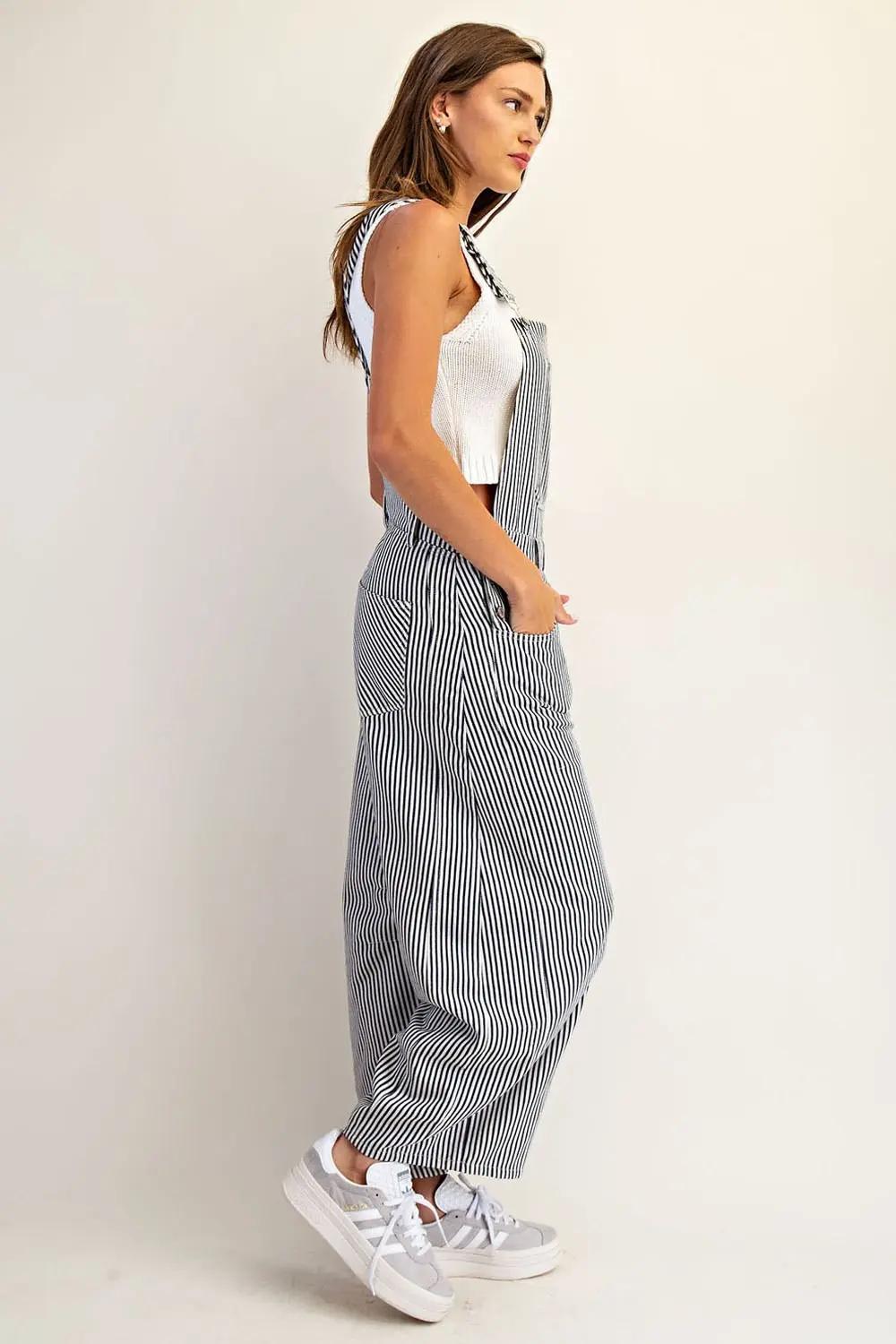 ee:some Courtney Striped Barrel-Leg Jumpsuit