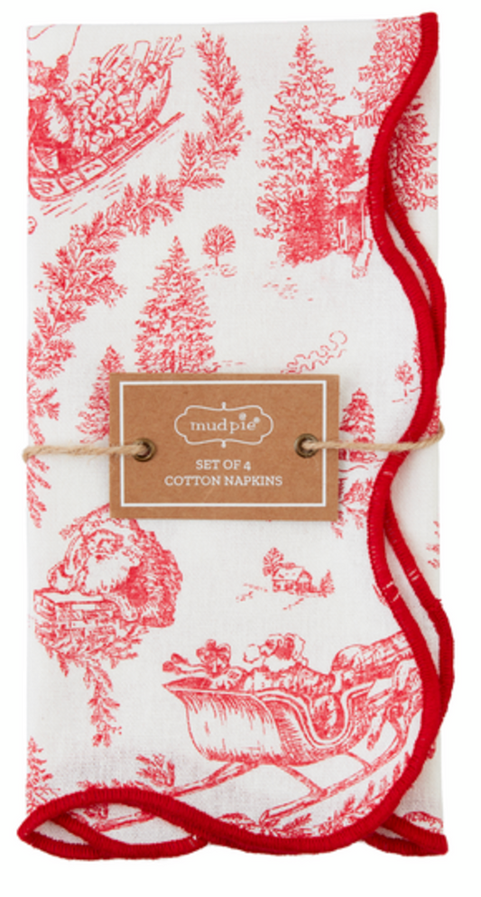 Merry Christmas Scallped Napkin Set