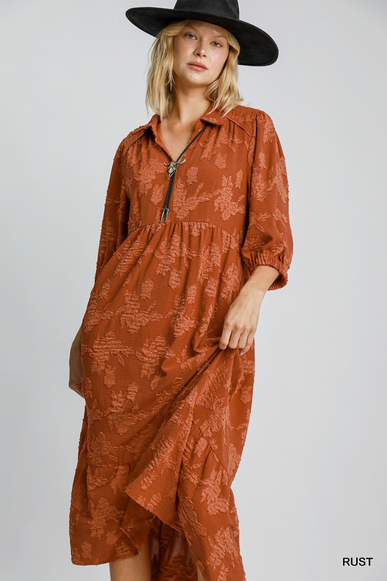 UMGEE Floral Burnout Midi Dress
