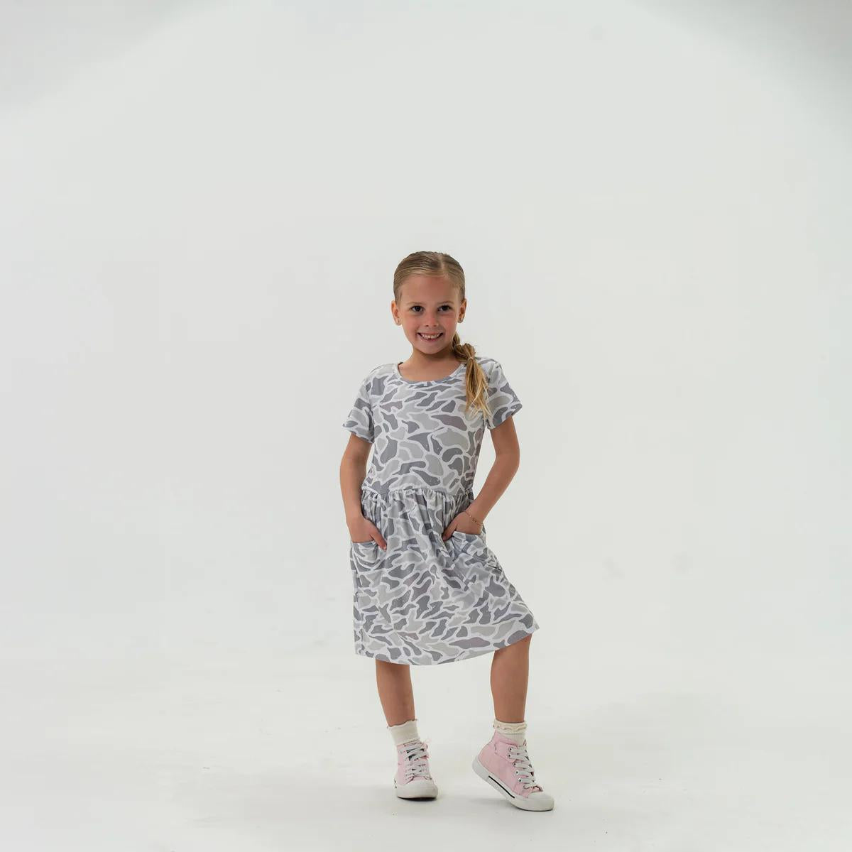 BURLEBO - Youth Moxie Dress - White Camo