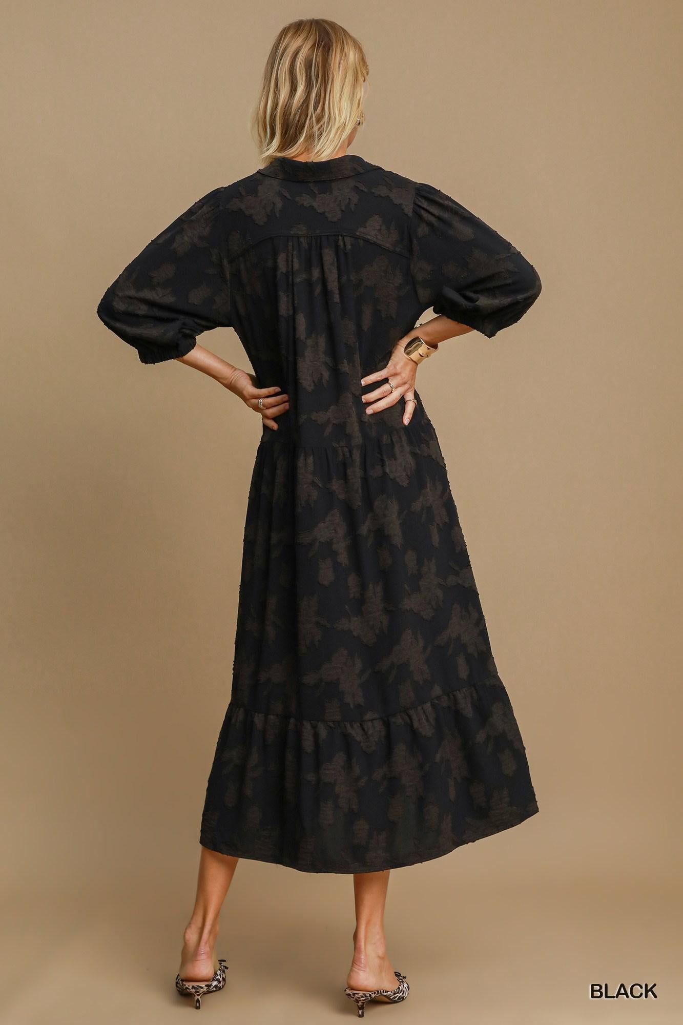UMGEE Floral Burnout Midi Dress
