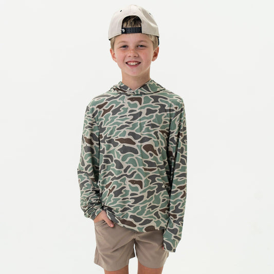 BURLEBO YOUTH PERFORMANCE HOODIE RETRO DUCK CAMO