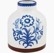 Mudpie Small Blue White Floral Vase