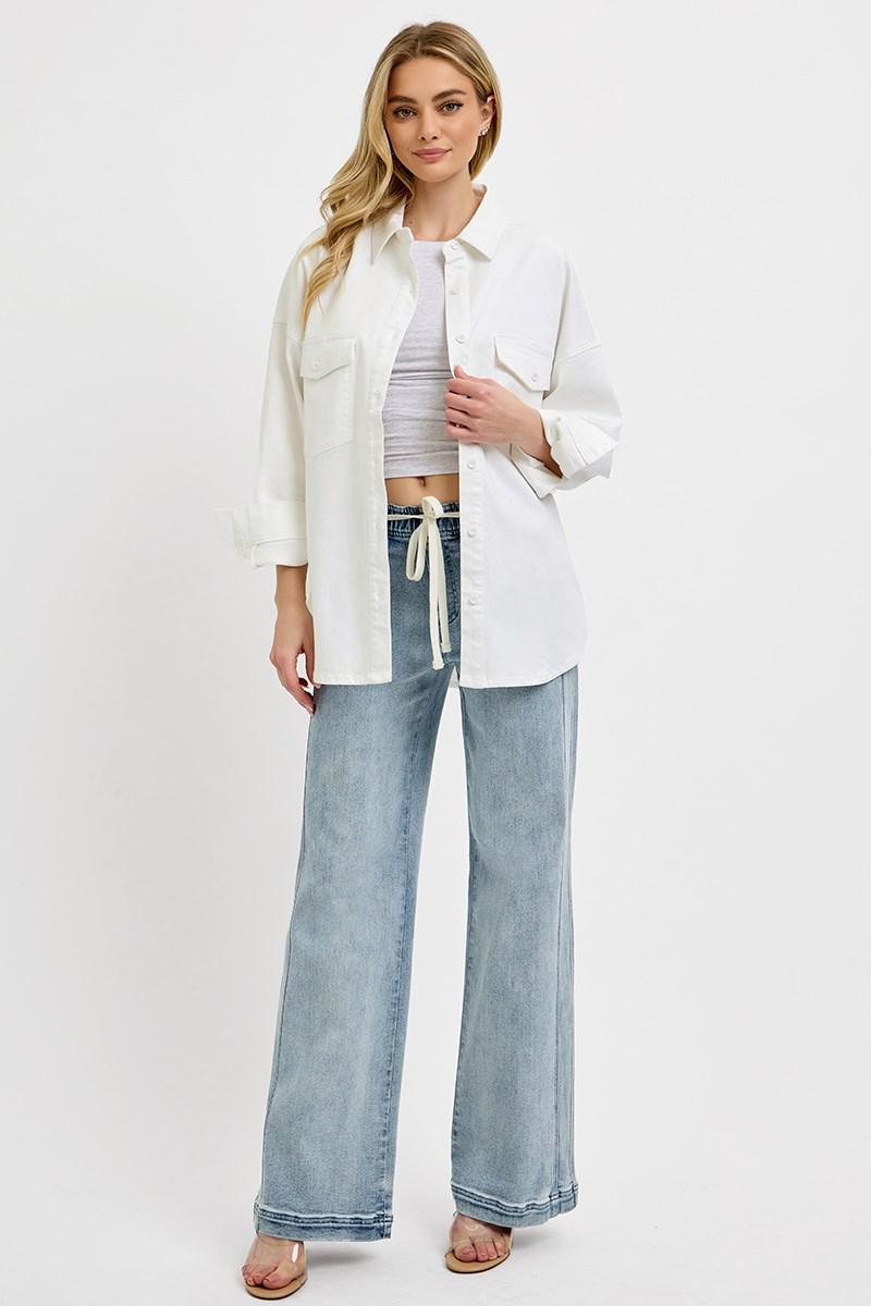 RISEN RDP5745CH HIGH RISE STRAIGHT PULL ON JEANS MEDIUM WASH