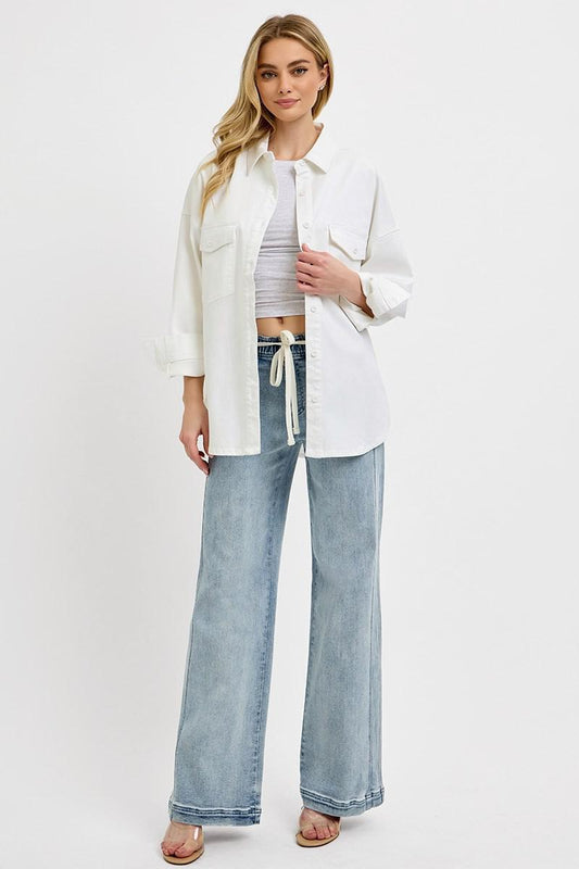 RISEN RDP5745CH HIGH RISE STRAIGHT PULL ON JEANS MEDIUM WASH