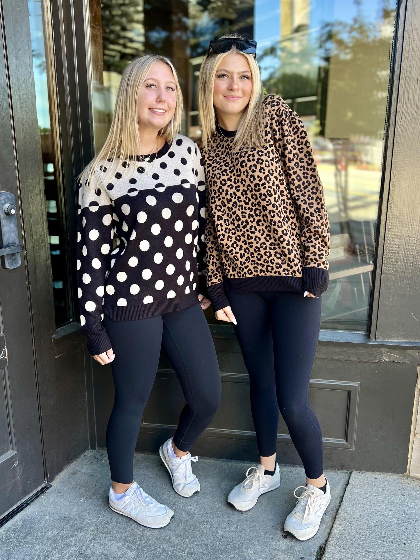 Leopard Crew Neck Puff Sleeve Sweater