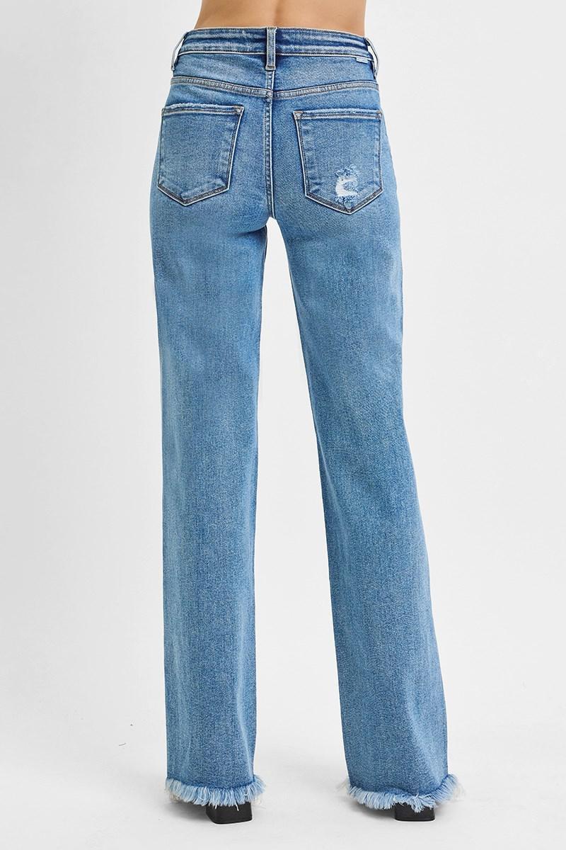 RISEN PS21108 TUMMY CONTROL HIGH RISE LONG STRAIGHT JEANS MEDIUM WASH