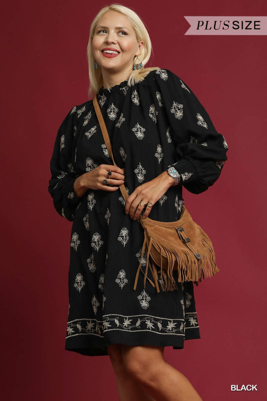 UMGEE Embroidered Long Sleeve Mini Dress
