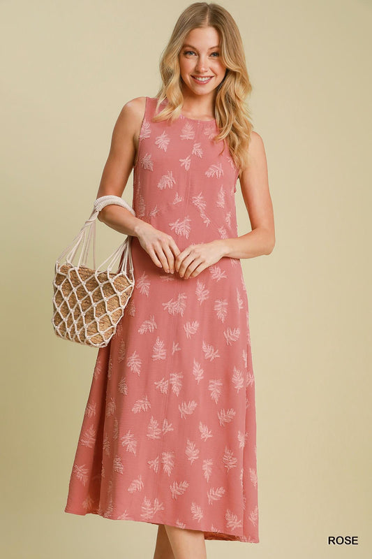 UMGEE K9325 Sleeveless Floral Burnout Jacquard Dress