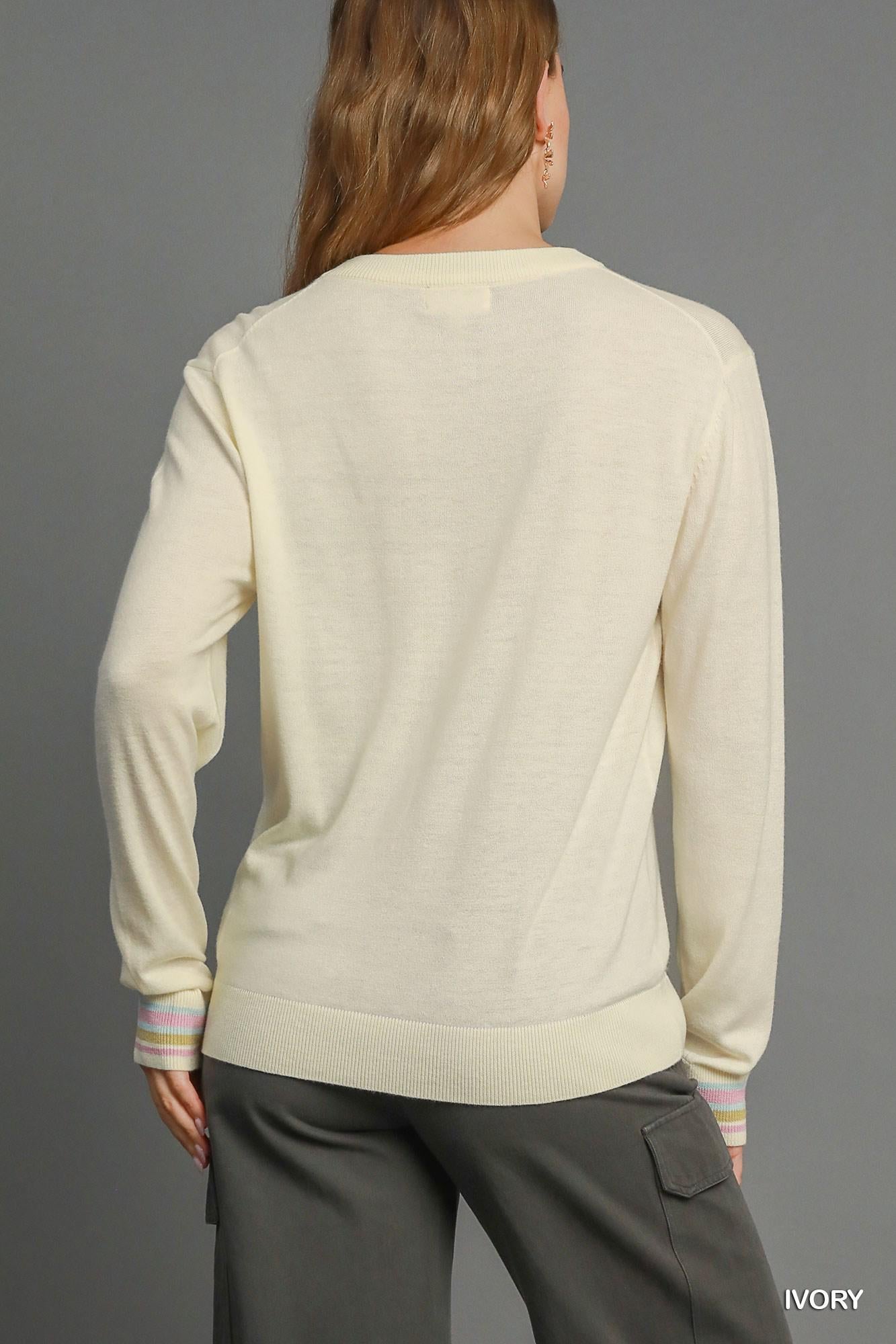 Umgee Wool Blend Crew Neck Sweater