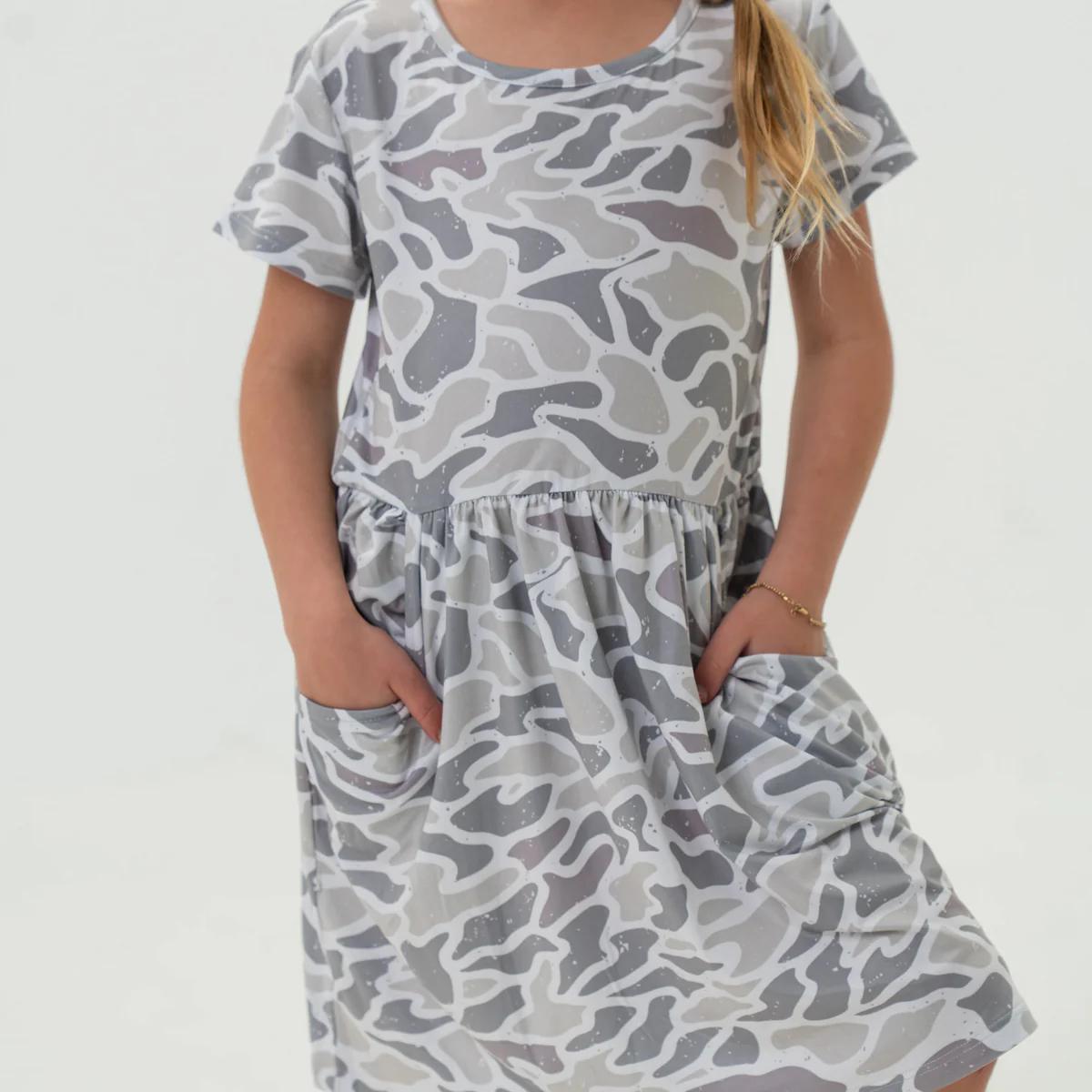 BURLEBO - Youth Moxie Dress - White Camo
