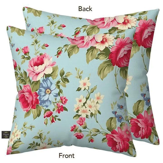 Spring Floral Burlap Indoor/Outdoor Pillow