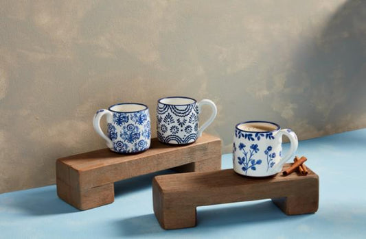 Mud Pie Flowers Blue Floral Mug