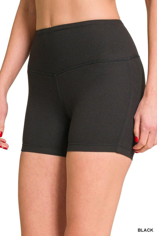 BRUSHED MICROFIBER WIDE WAISTBAND BIKER SHORTSS