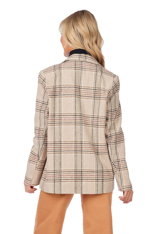 Cream Plaid Bynes Blazer