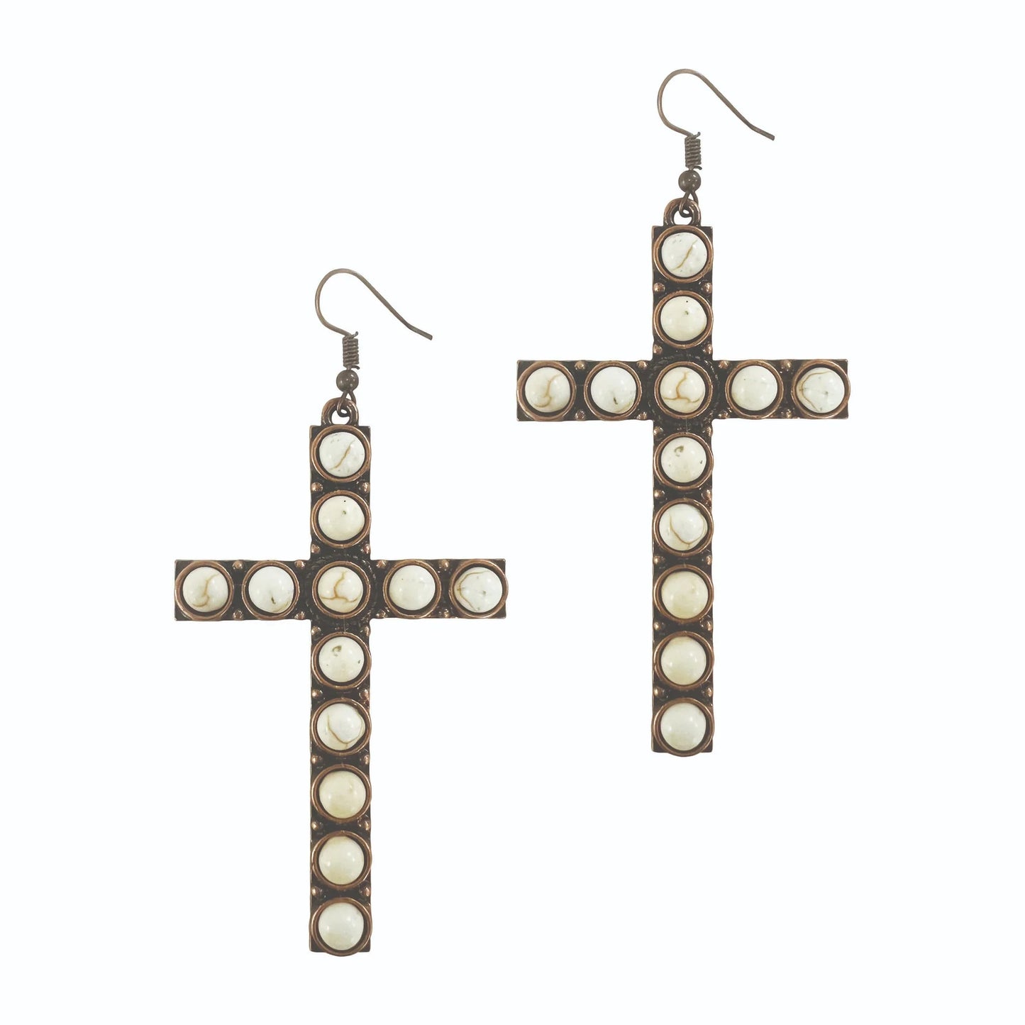 Stone Cross Earrings