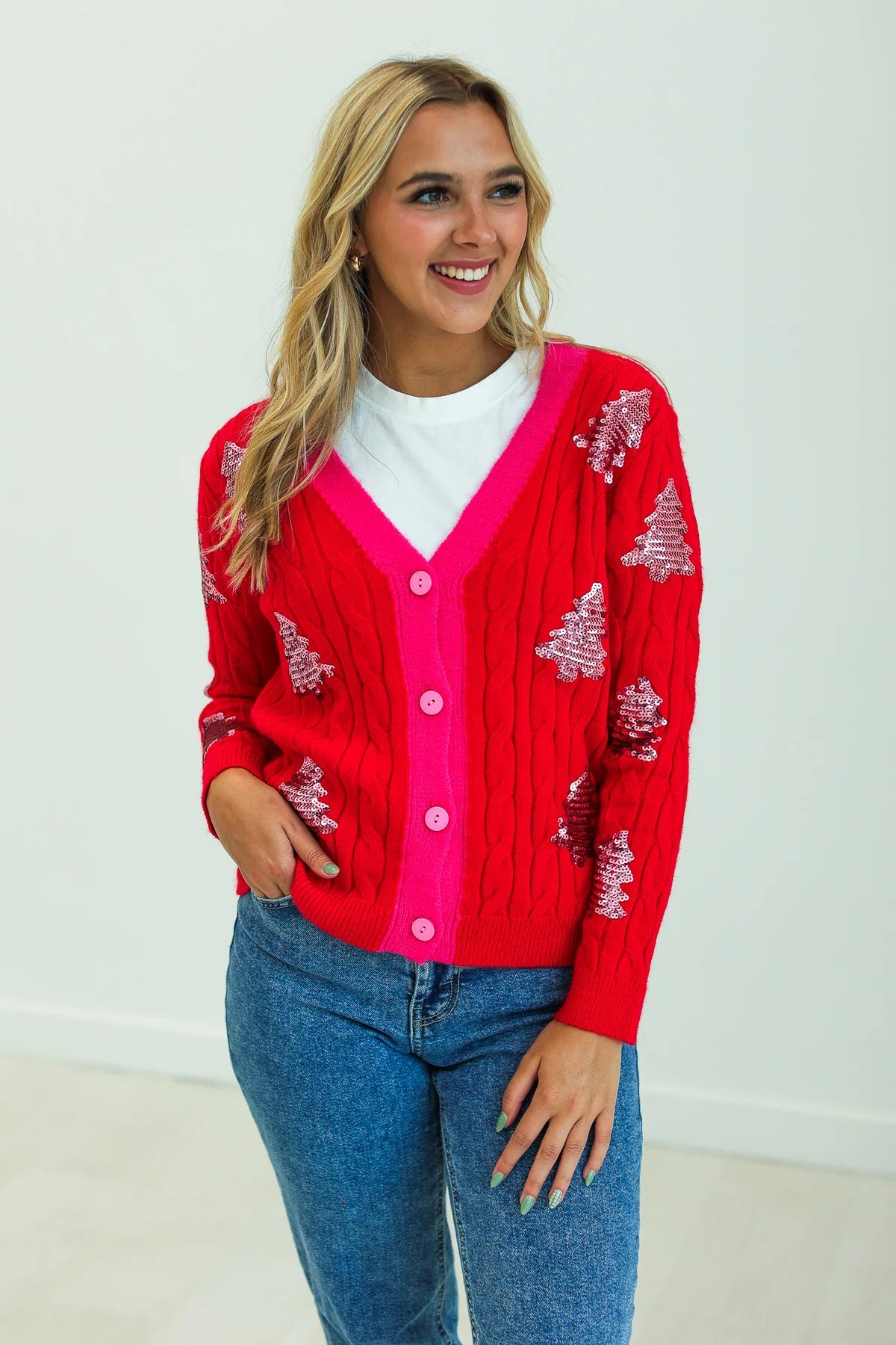 TREE SEQUINS CARDIGAN