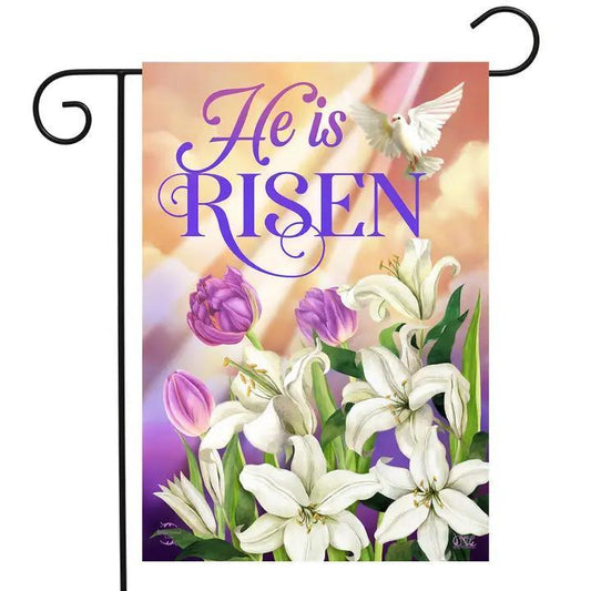 He Is Risen Lillies Garden Flag