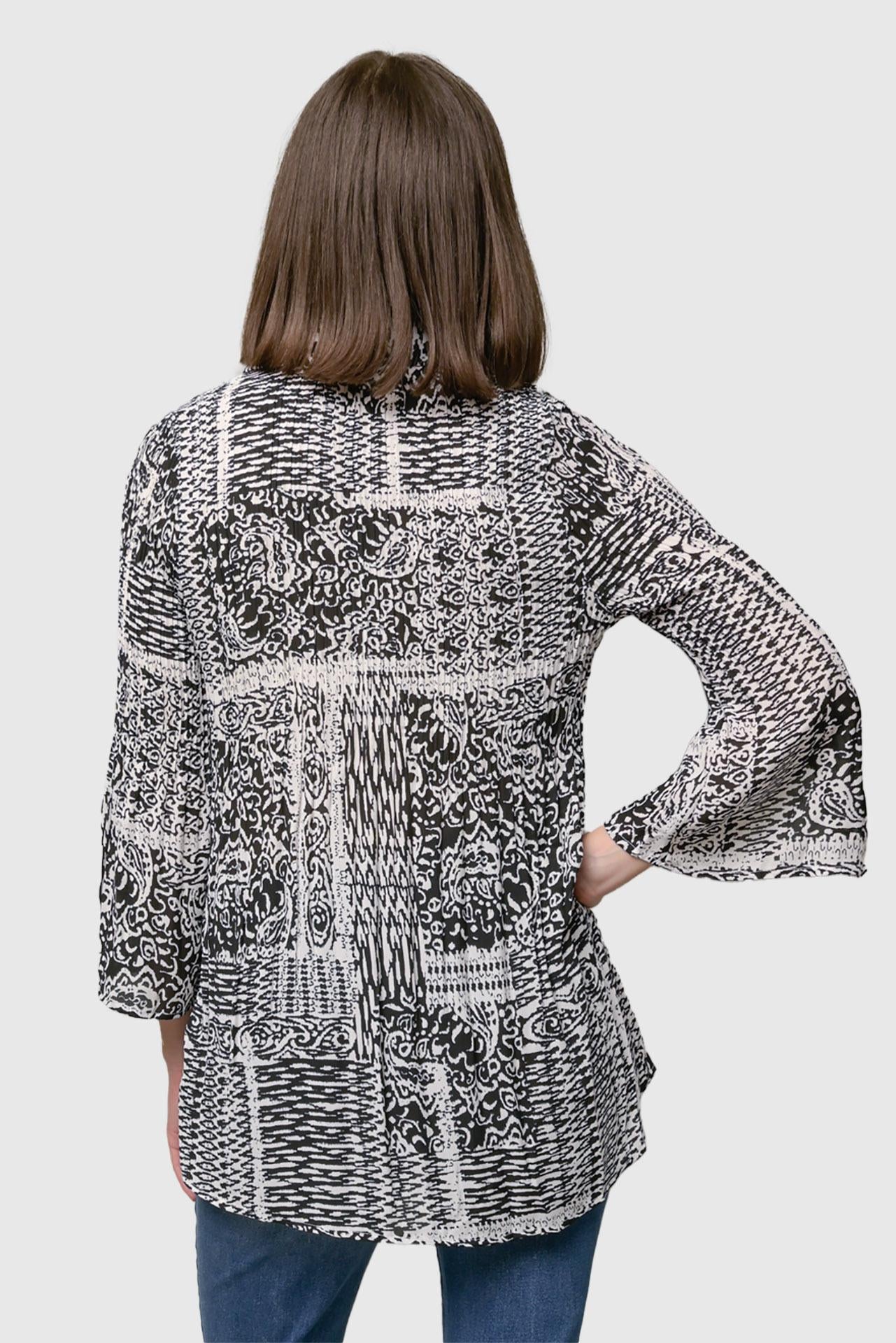 Georgette Bell Sleeve Button Front Blouse