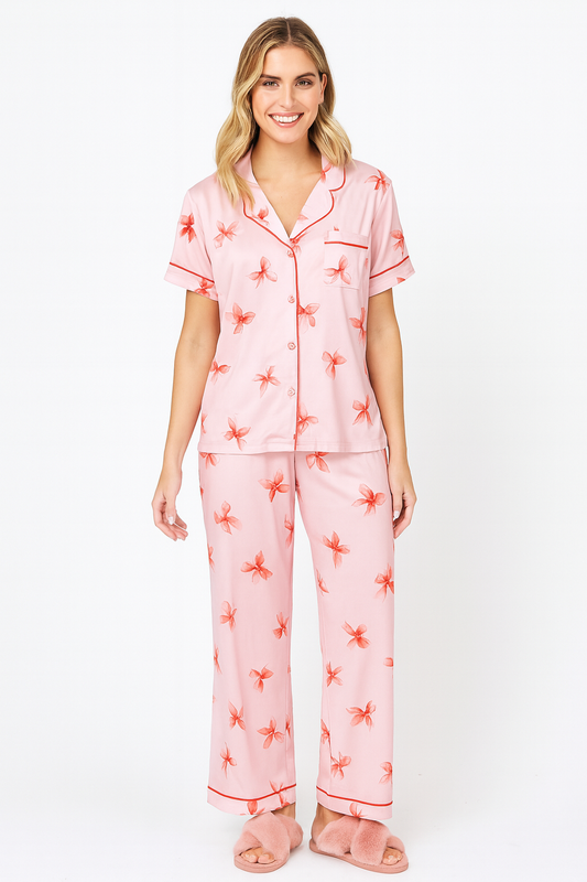 Bow Yummy Jersey Top + Pull On Pant PJ Set
