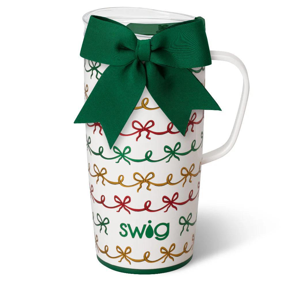 SWIG CHRISTMAS BOWS TRAVEL MUG 22OZ