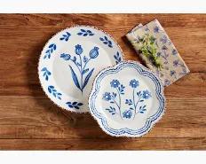 Mud Pie Nested Blue Floral Plate Set