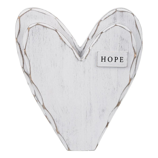 Hope White Wooden Heart