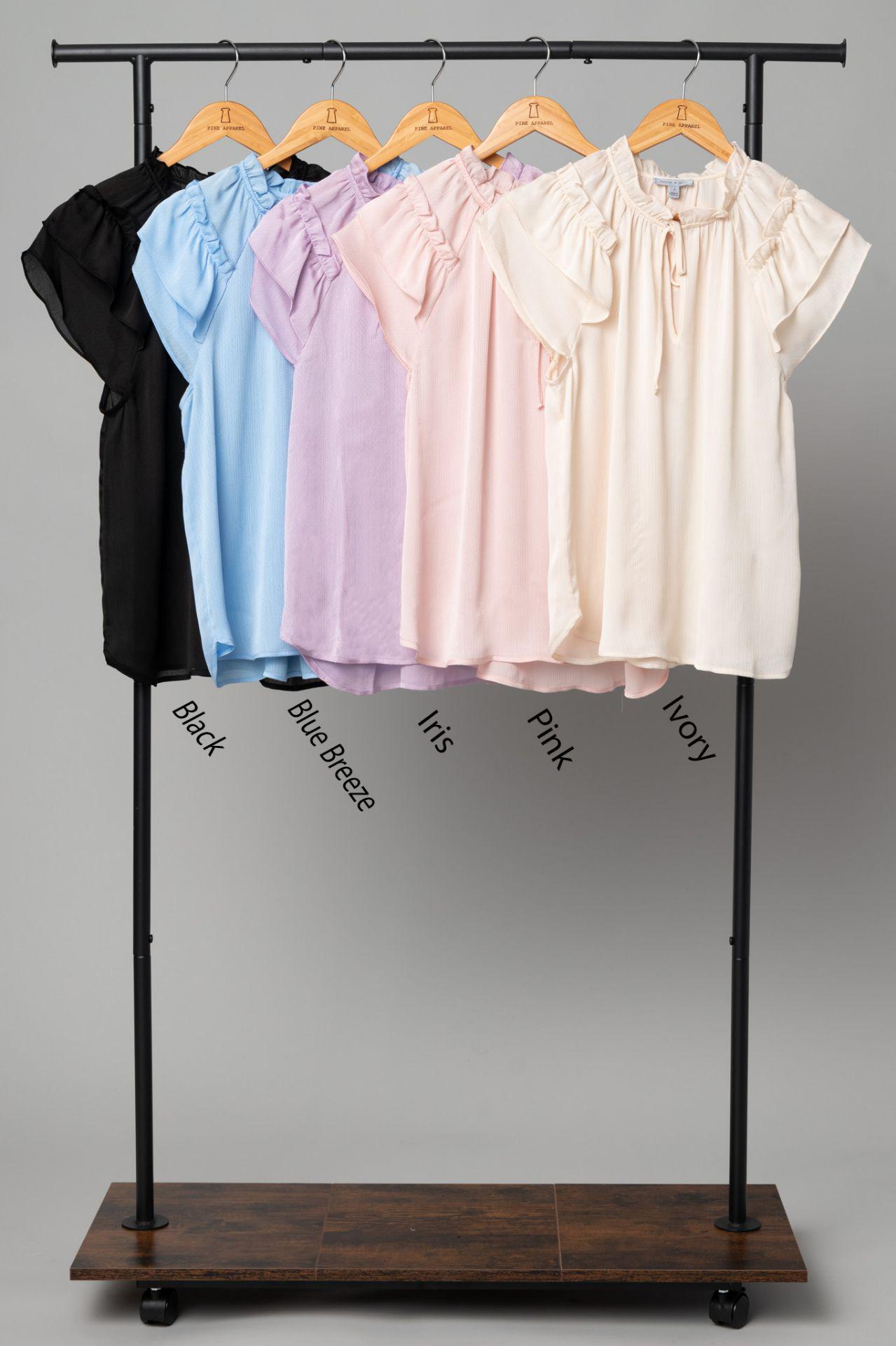 Georgette Tie Front Ruffle Sleeve Blouse