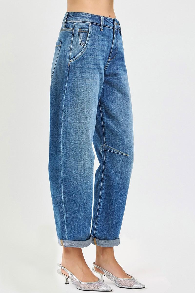 Risen SLOUCHY CROPPED BARREL JEANS WITH CUFFED HEM PGC21433