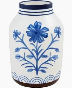 Mud Pie Large Blue Floral Vase